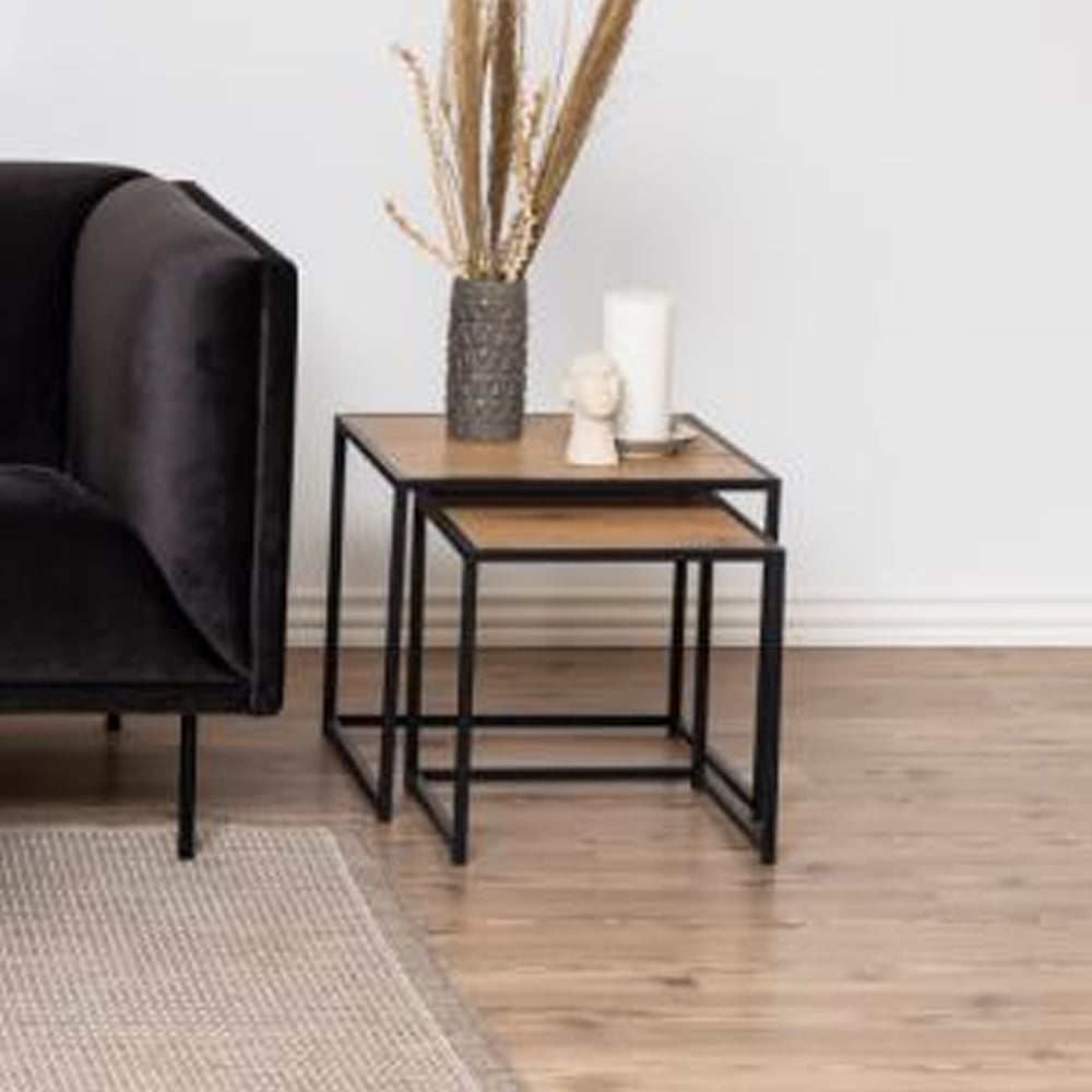 Salvo Wooden Nest Of 2 Tables In Matt Wild Oak