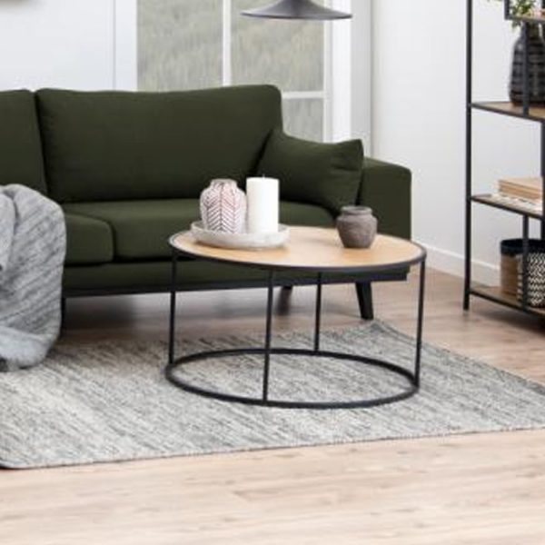 Salvo Wooden Round Coffee Table In Matt Wild Oak | Bed Sava