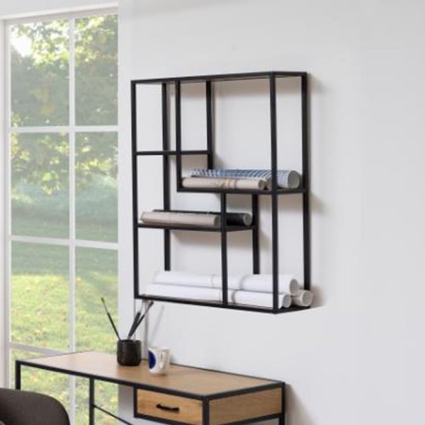 Salvo Wooden Wall Shelf With 4 Shelves In Matt Wild Oak | Bed Sava