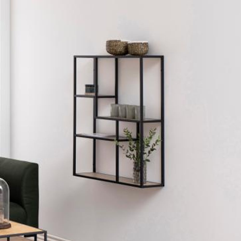 Salvo Wooden Wall Shelf With 4 Shelves In Sonoma Oak