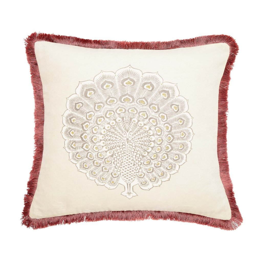 Sanderson Cantaloupe Cushion 45cm x 45cm, Stone & Vintage Rose