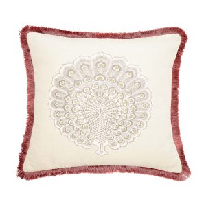 Sanderson Cantaloupe Cushion 45cm x 45cm Stone  Vintage Rose | Bed Sava