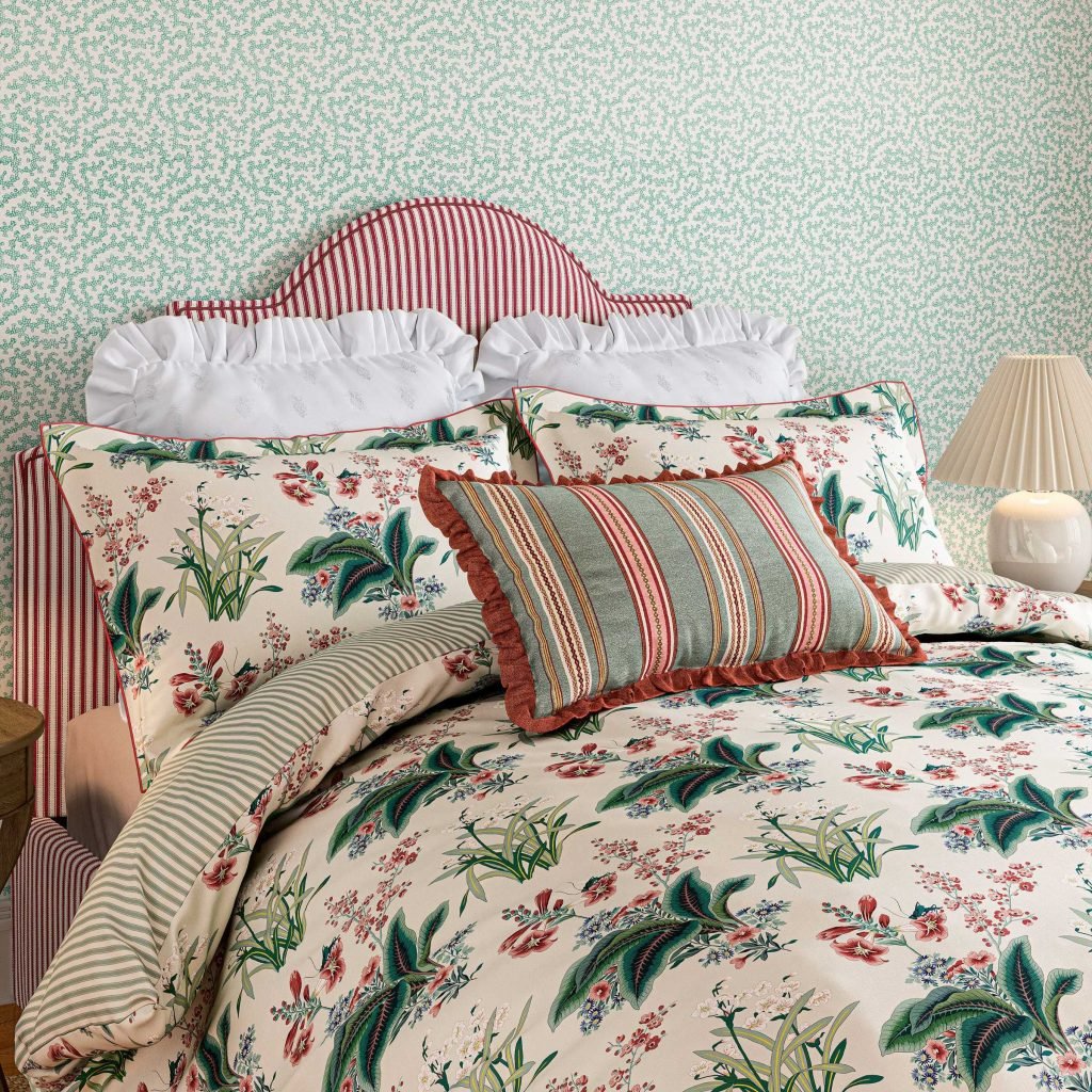 Sanderson Enys Garden Double Duvet Cover Set, Blush & Jade