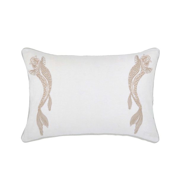Sanderson Lotus Leaf Embroidered Cushion 60cm x 40cm Ivory | Bed Sava