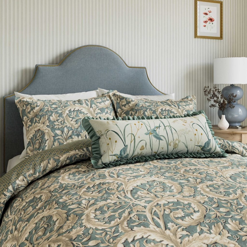 Sanderson x National Trust Tilia Lime Double Duvet Cover Set, Soft Teal