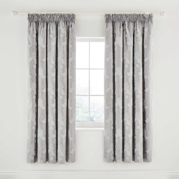 Sanderson Ashbee Lined Curtains 66 x 72 Platinum | Bed Sava