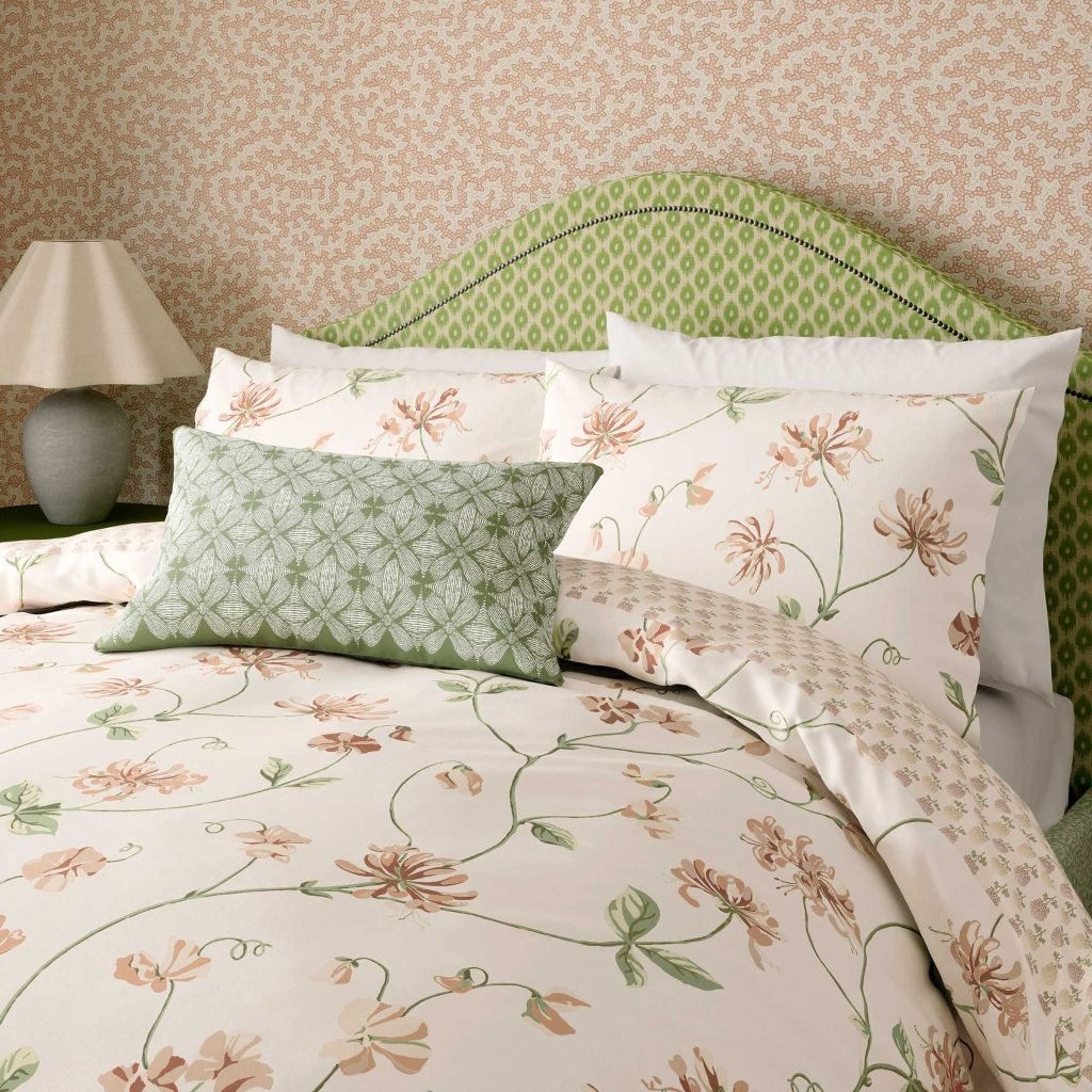 Sanderson Honeysuckle & Sweetpea Kingsize Duvet Cover Set, Rose