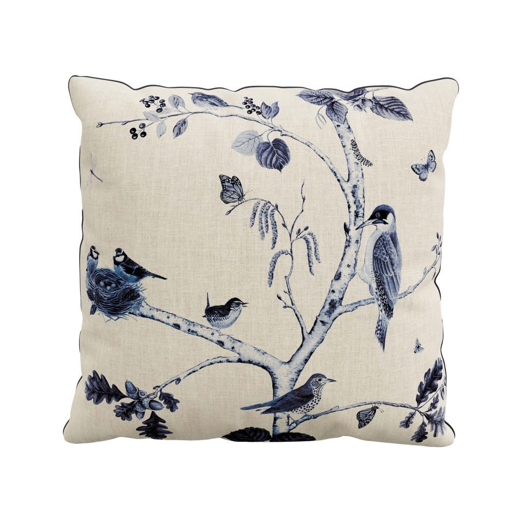 Sanderson Woodland Chorus Cushion 45cm x 45cm, Blue Grey