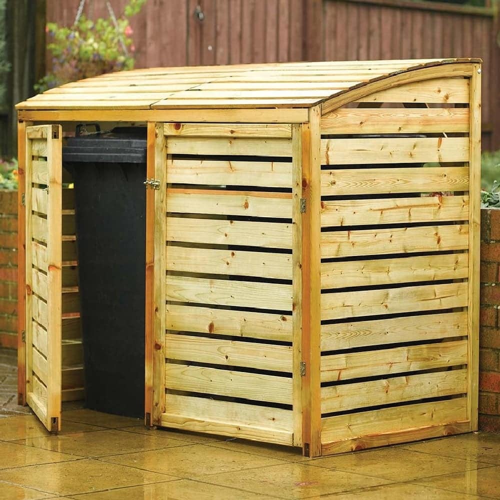 Sandiacre Wooden Garden Double Storage Bin In Natural