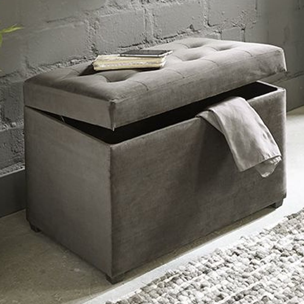 Sandpoint Fabric Storage Ottoman In Anthracite And Brown