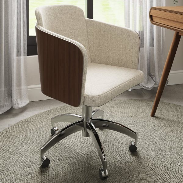Sanford Fabric Home And Office Chair With Chrome Base In Walnut | Bed Sava