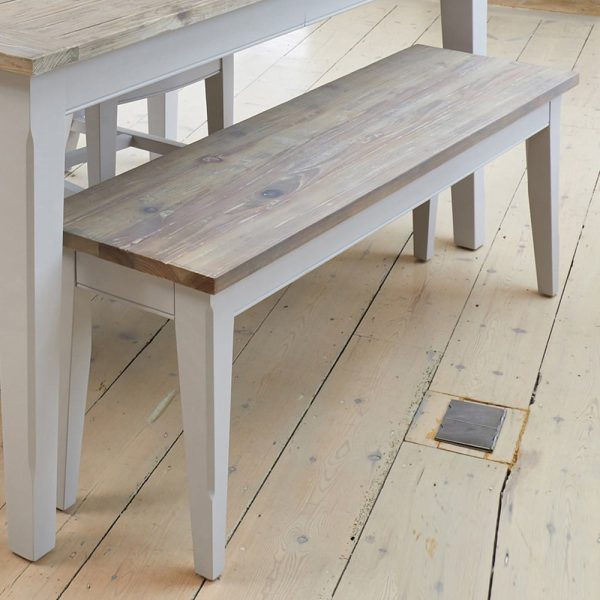 Sanford Small Wooden Dining Bench In Grey And Oak | Bed Sava
