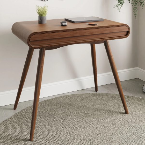 Sanford Wooden Laptop Desk With 1 Drawer In Walnut | Bed Sava