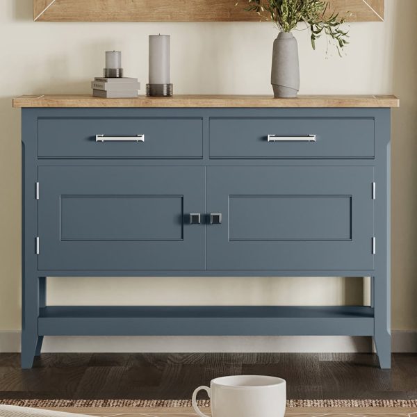 Sanford Wooden Sideboard With 2 Doors 2 Drawers In Blue And Oak | Bed Sava