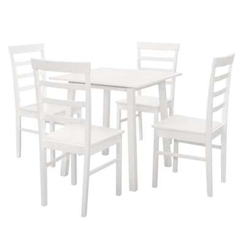 Sanford Wooden Square Dining Table With 4 Chairs In White