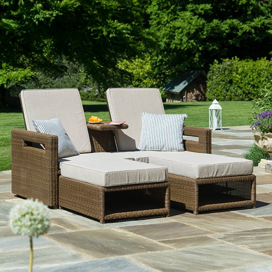 Sanmo Outdoor Lovers Recliner Sun Beds In Red Pine