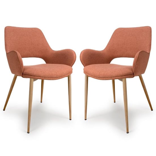 Sanremo Brick Fabric Dining Chairs In Pair