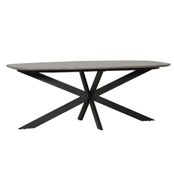 Santiago Wooden Large Oval Dining Table In Smoke | Bed Sava