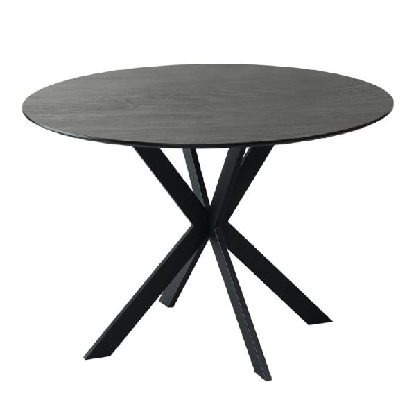 Santiago Wooden Round Dining Table In Smoke | Bed Sava