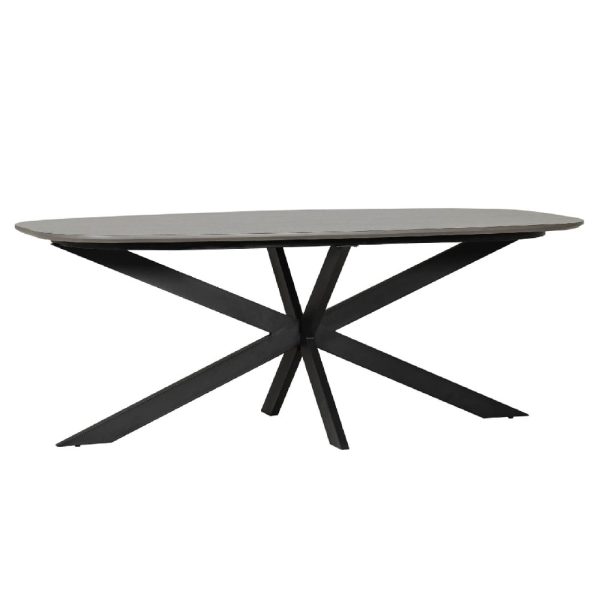 Santiago Wooden Small Oval Dining Table In Smoke | Bed Sava