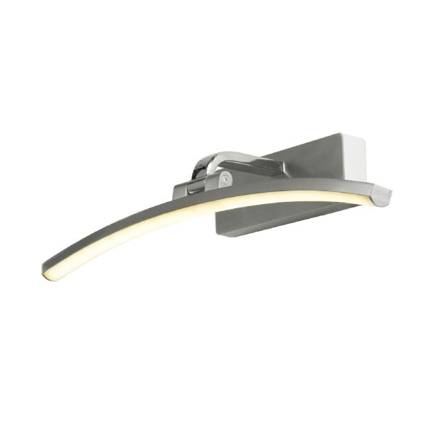 Santorini LED Picture Light Small In Satin Silver And Chrome | Bed Sava