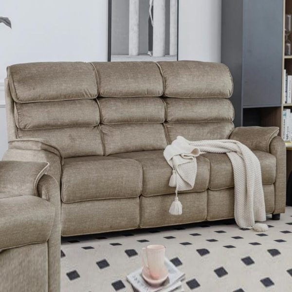 Sanur Fabric 3 Seater Sofa In Taupe | Bed Sava