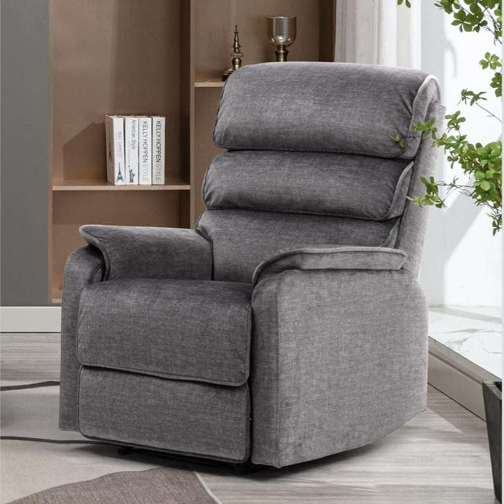Sanur Fabric Electric Recliner 1 Seater Sofa In Grey