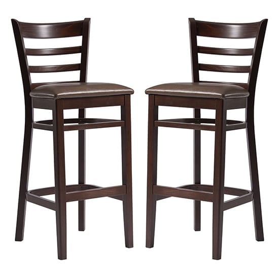 Sarnia Lascari Vintage Brown Faux Leather Bar Chairs In Pair