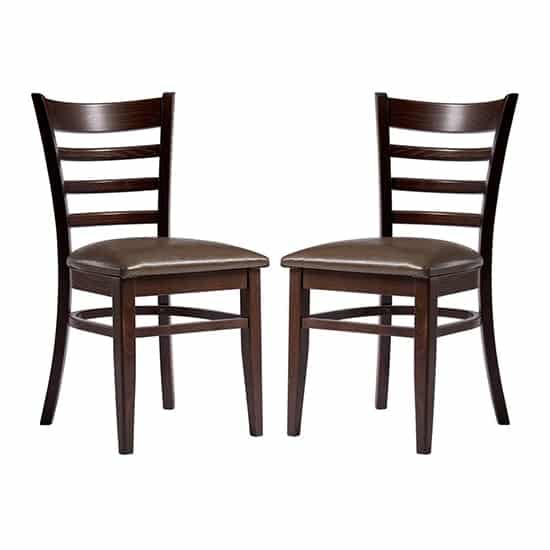 Sarnia Lascari Vintage Brown Faux Leather Dining Chairs In Pair
