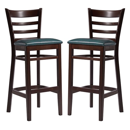 Sarnia Lascari Vintage Teal Faux Leather Bar Chairs In Pair