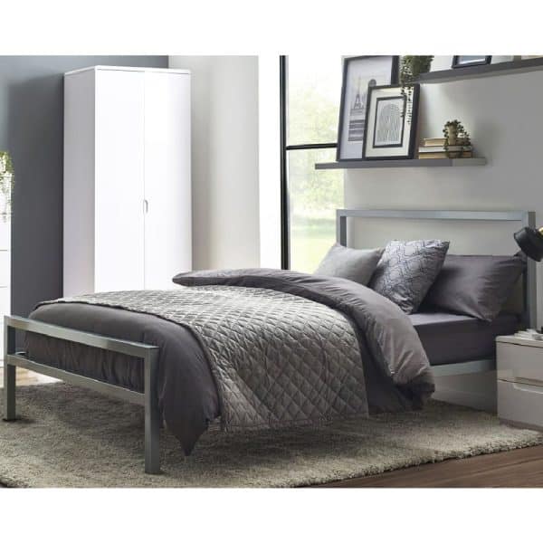 Sarnia Metal King Size Bed In Silver | Bed Sava