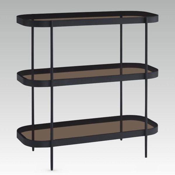 Sarnia Smoked Glass Bookcase With 2 Shelves In Walnut | Bed Sava