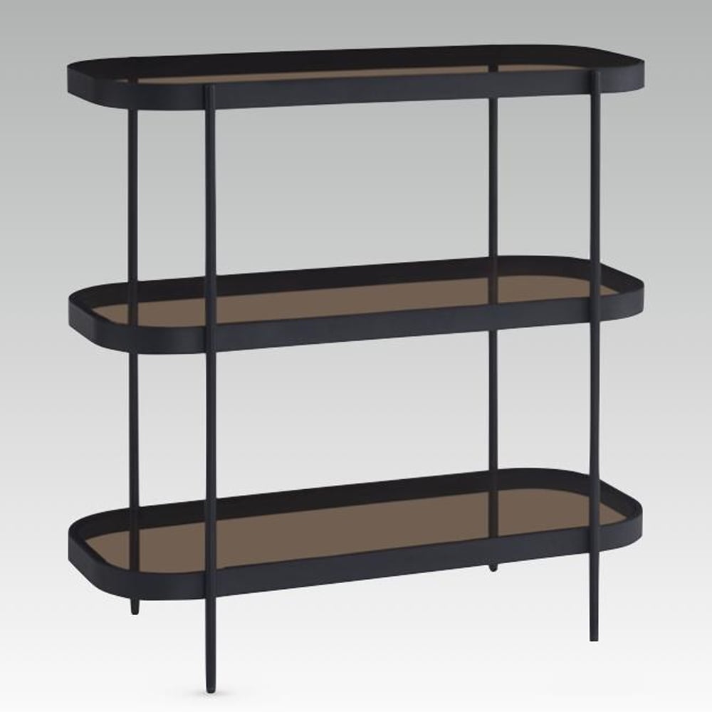 Sarnia Smoked Glass Bookcase With 2 Shelves In Walnut