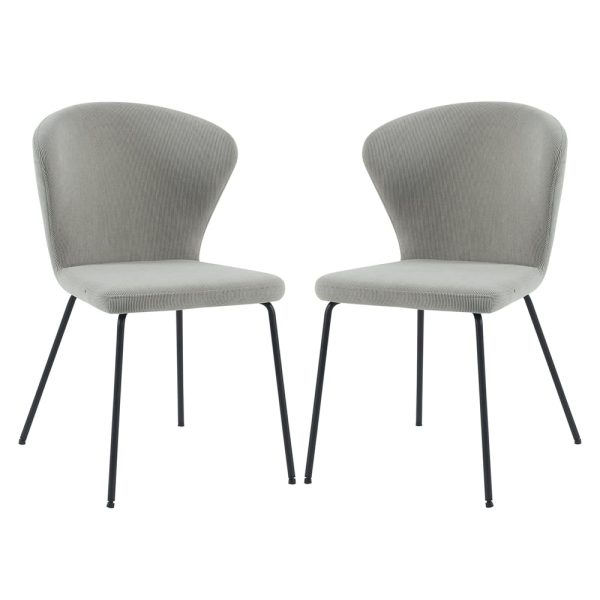 Sarnia Stone Corduroy Fabric Dining Chairs In Pair | Bed Sava