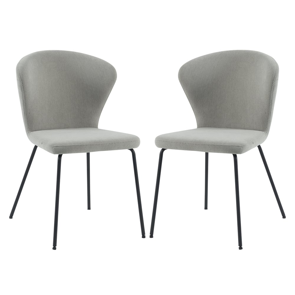 Sarnia Stone Corduroy Fabric Dining Chairs In Pair