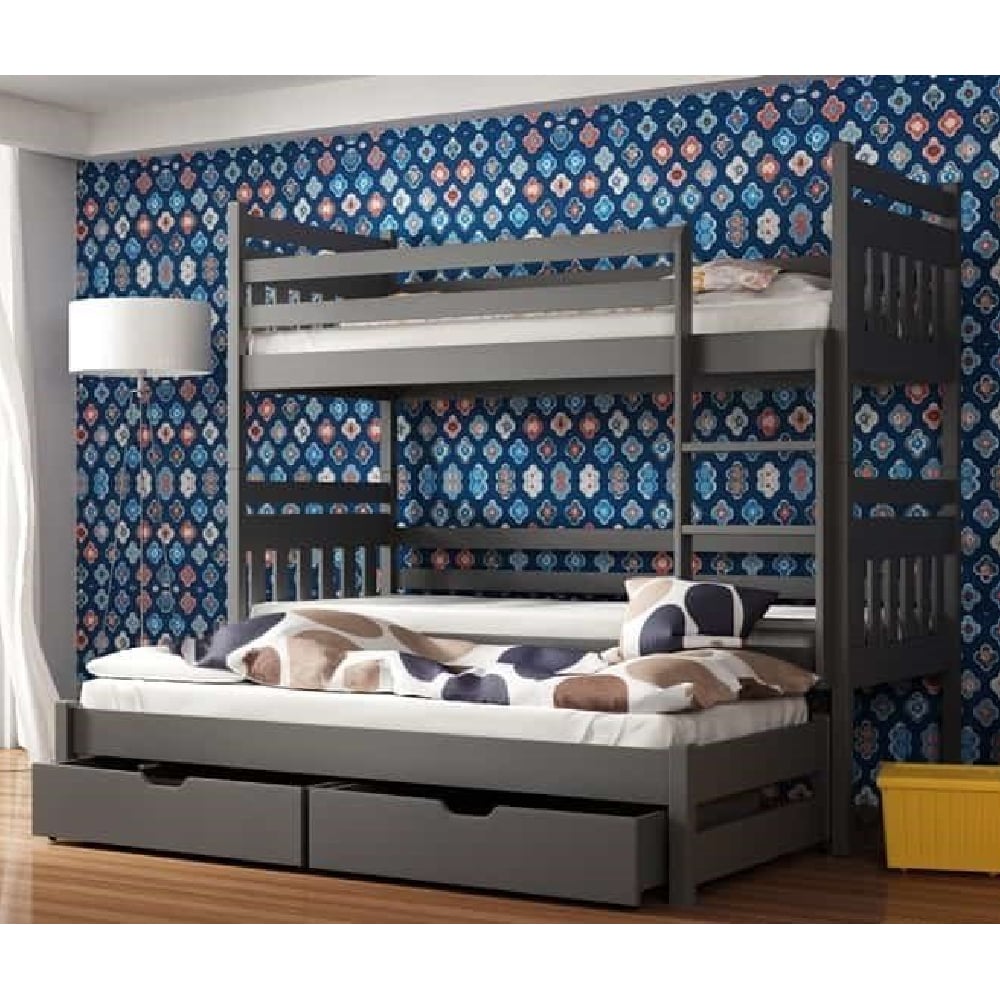 Sarnia Wooden Bunk Bed Without Mattress And Trundle In Graphite