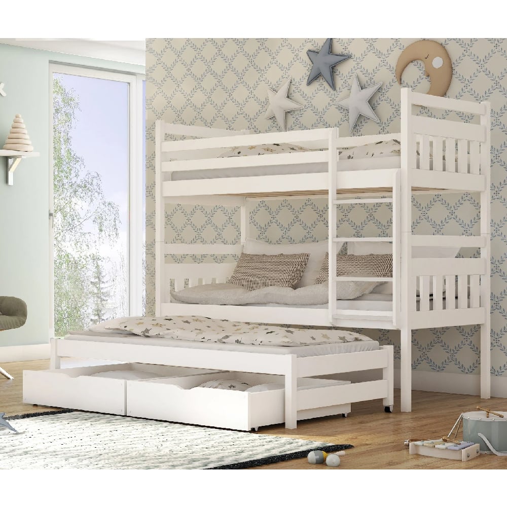 Sarnia Wooden Bunk Bed Without Mattress And Trundle In White