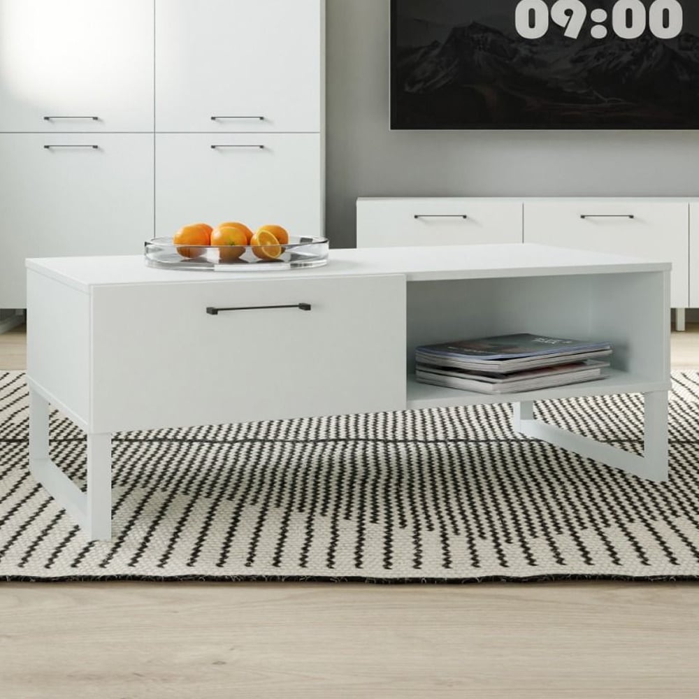 Sarnia Wooden Coffee Table With 1 Drawer In Light Grey