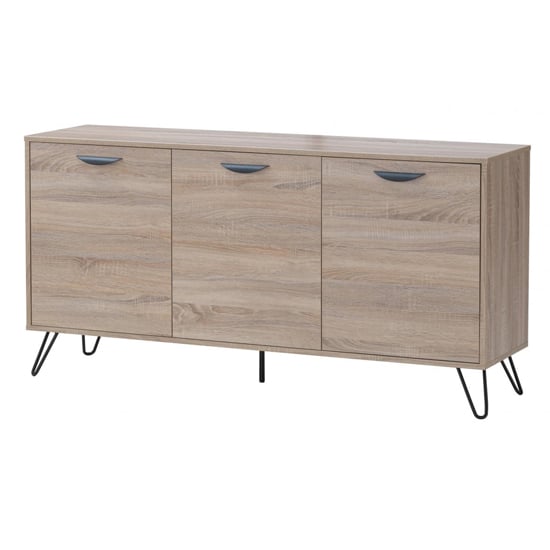 Sarva Wooden Sideboard With Black Metal Legs In Oak