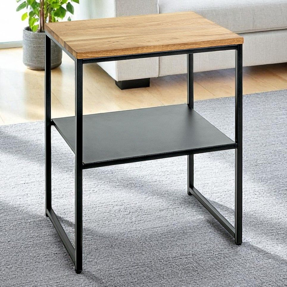 Saskatoon Wooden End Table With Undershelf In Oak