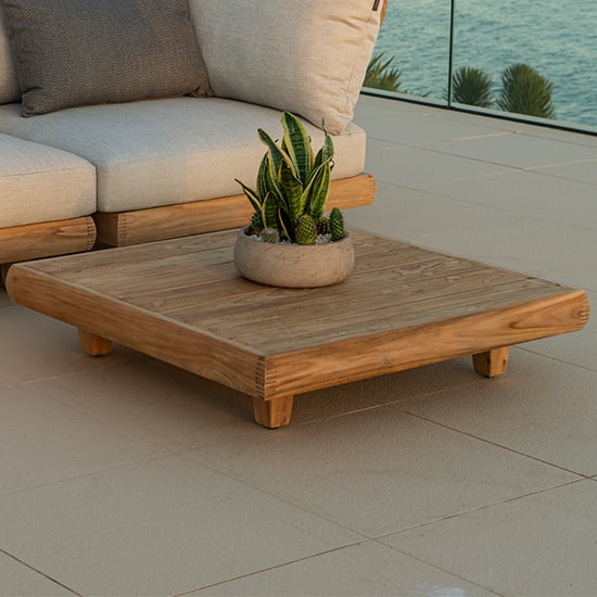 Sauchie Wooden Garden Coffee Table In Teak