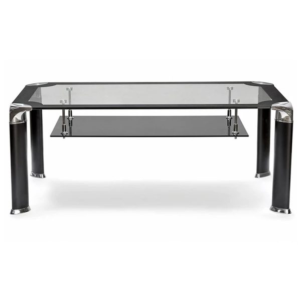 Sault Glass Coffee Table In Clear And Black | Bed Sava