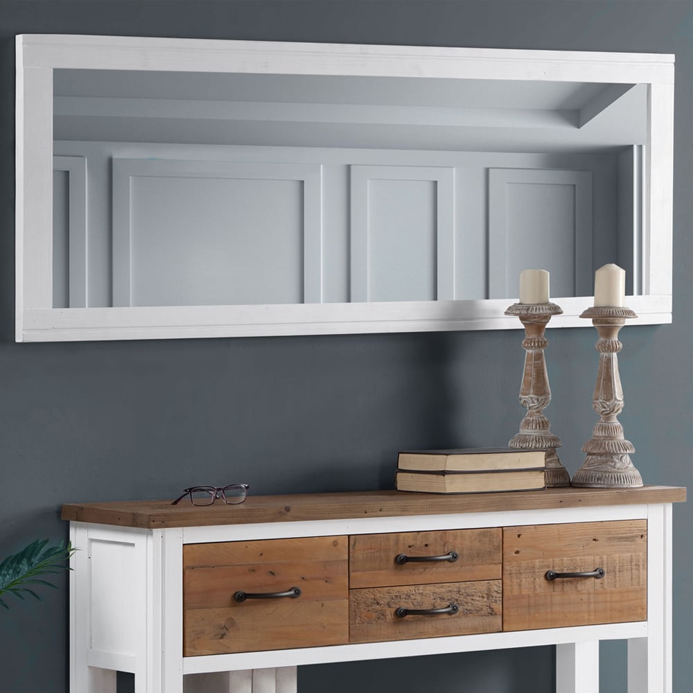 Savona Bedroom Wall Mirror In White Wooden Frame