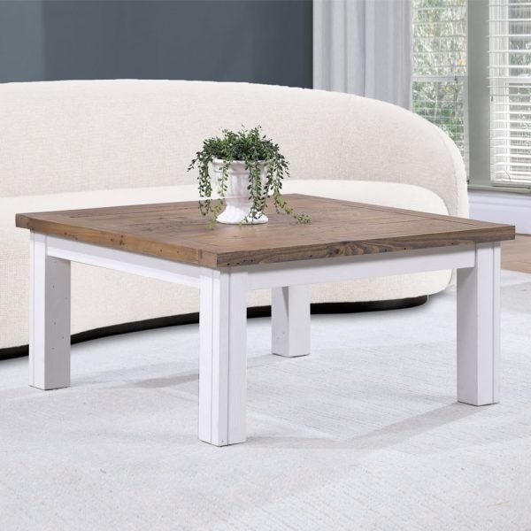 Savona Wooden Square Coffee Table In White And Oak | Bed Sava