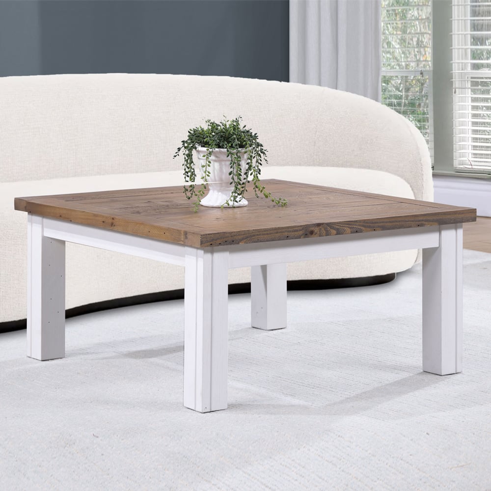 Savona Wooden Square Coffee Table In White And Oak