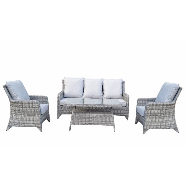 Savvy Rattan Garden 5 Seater Sofa Set With Coffee Table In Grey | Bed Sava
