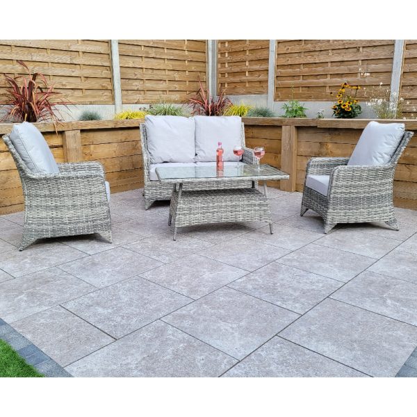 Savvy Rattan Garden 4 Seater Sofa Set With Coffee Table In Grey | Bed Sava