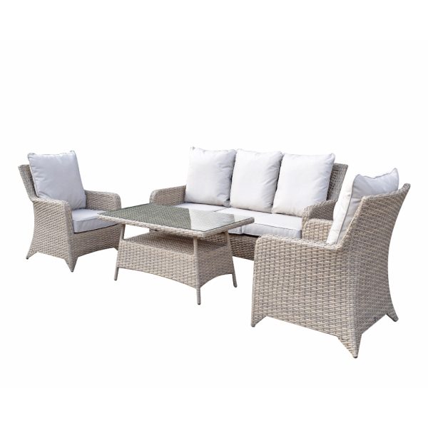 Savvy Rattan Garden 5 Seater Sofa Set With Coffee Table In Natural | Bed Sava