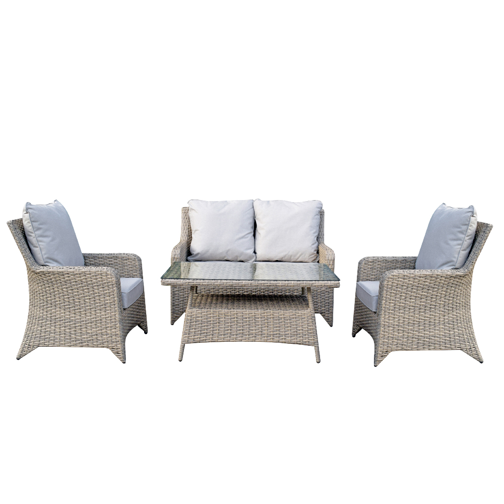 Savvy Rattan Garden 4 Seater Sofa Set With Coffee Table In Natural