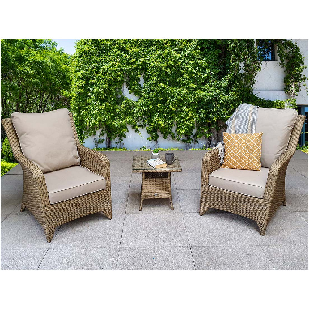 Savvy Rattan Garden Lounge Set With Cushion In Natural
